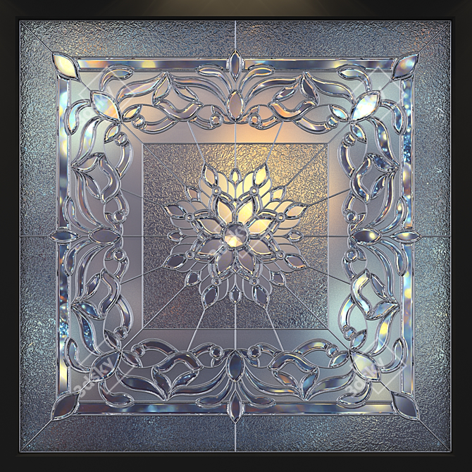 Stained Glass Square: Beautiful, Handcrafted Design 3D model image 3