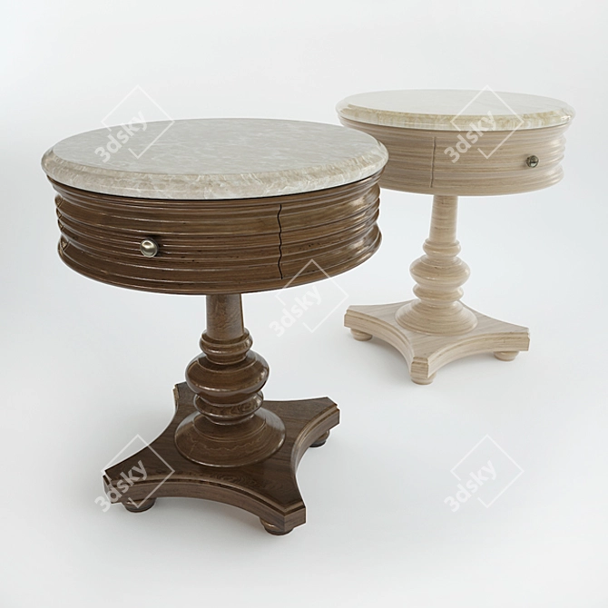 Sonoma Marble-Top Round Side Table | Wood Material 3D model image 1