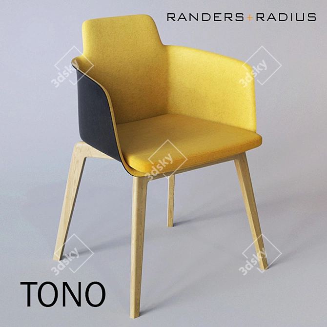 Tono Chair: Stylish Wooden Base & Felt Seat 3D model image 1