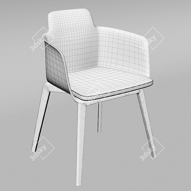 Tono Chair: Stylish Wooden Base & Felt Seat 3D model image 3