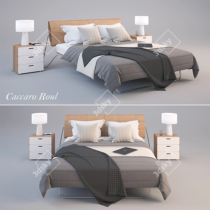 Elegant Roule Bed by Caccaro 3D model image 1