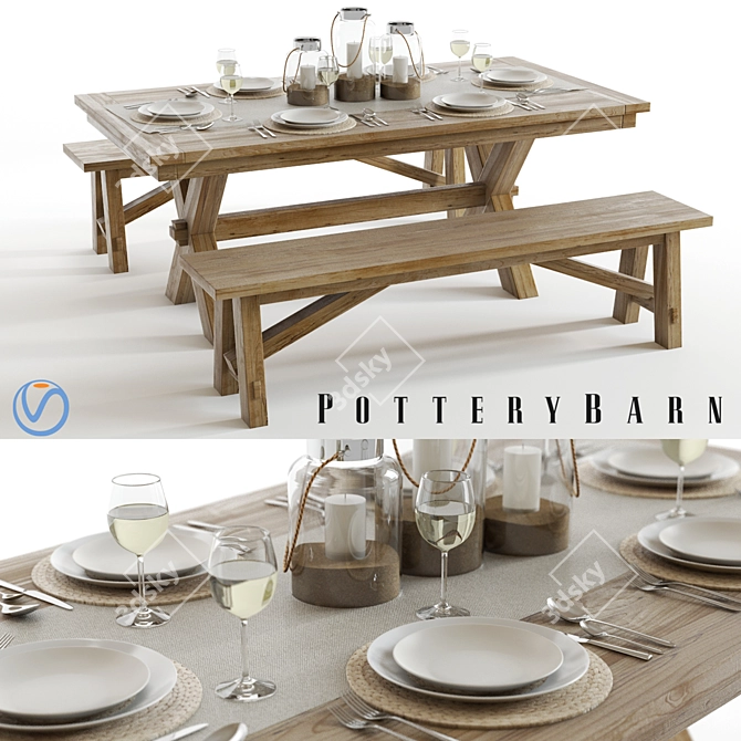 Elegant Toscana Dining Set 3D model image 1