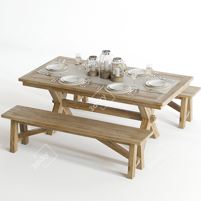 Elegant Toscana Dining Set 3D model image 3