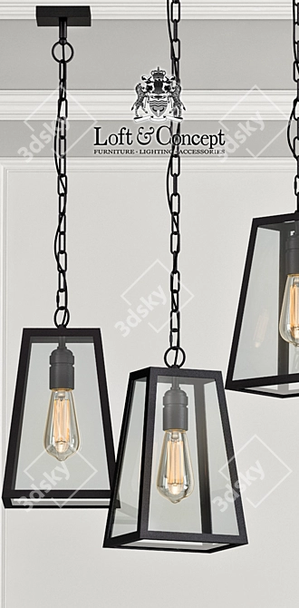 Industrial Black Pendant Chandelier 3D model image 2