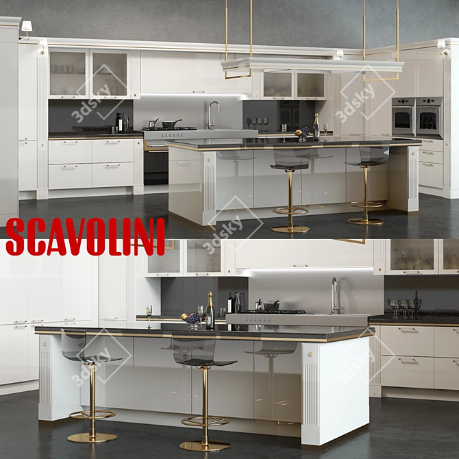 Premium Scavolini Baccarat Kitchen 3D model image 1