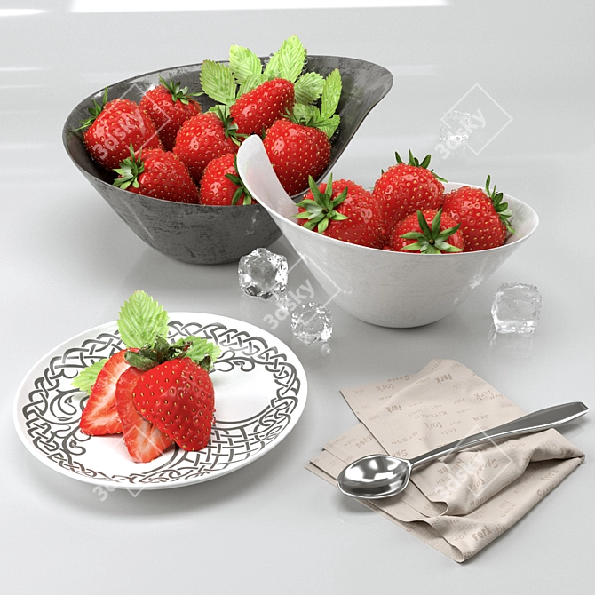 Sweet Strawberry Delight Set 3D model image 1