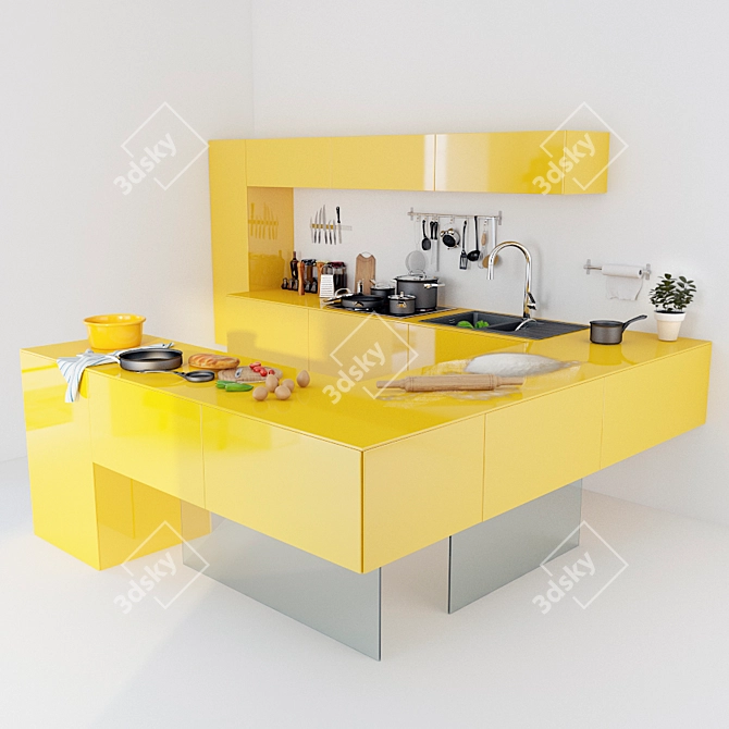 Modern Lago 9 Kitchen 3D model image 1