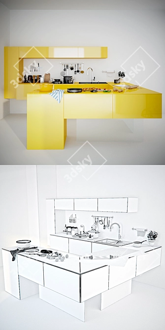 Modern Lago 9 Kitchen 3D model image 3