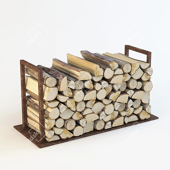 Eco-Friendly Pine Firewood 3D model image 1