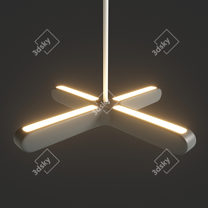 Modern Two-Parts Ceiling Light 3D model image 1