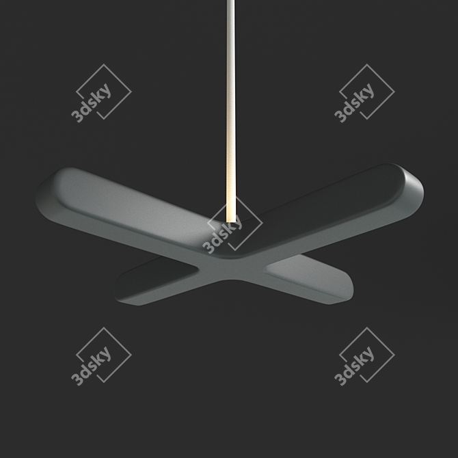 Modern Two-Parts Ceiling Light 3D model image 2