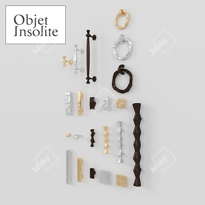 Unique Handle Collection by Objet Insolite, 5 Types, 3 Colors 3D model image 1