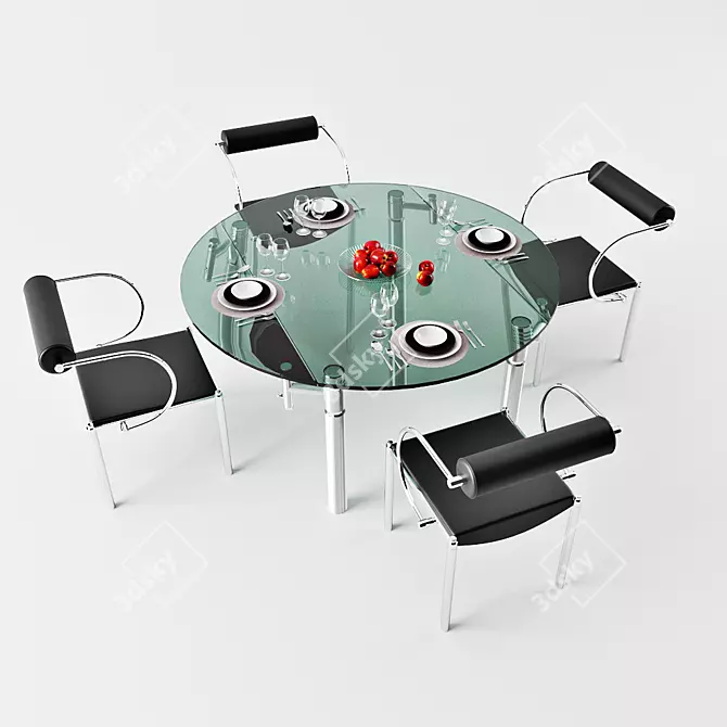 Sleek Glass Dining Table 3D model image 1