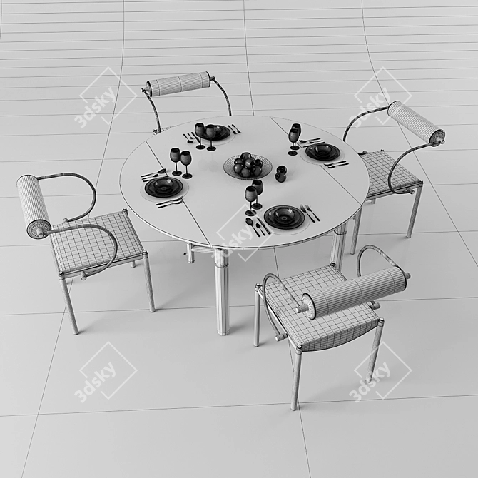 Sleek Glass Dining Table 3D model image 3