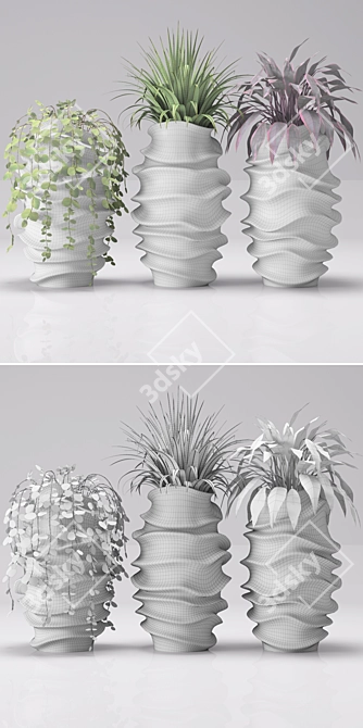 Sculpted Garden Pots by Khouri 3D model image 3