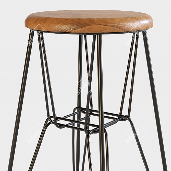 Wooden Bar Chair No.12 3D model image 2