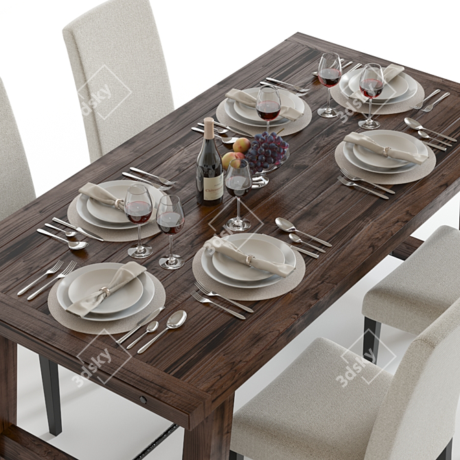 Pottery Barn Benchwright Dining Set 3D model image 2