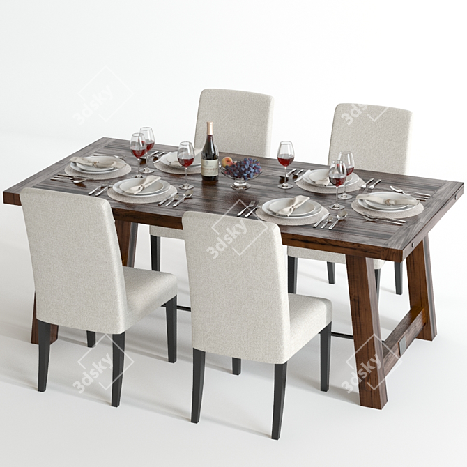 Pottery Barn Benchwright Dining Set 3D model image 3