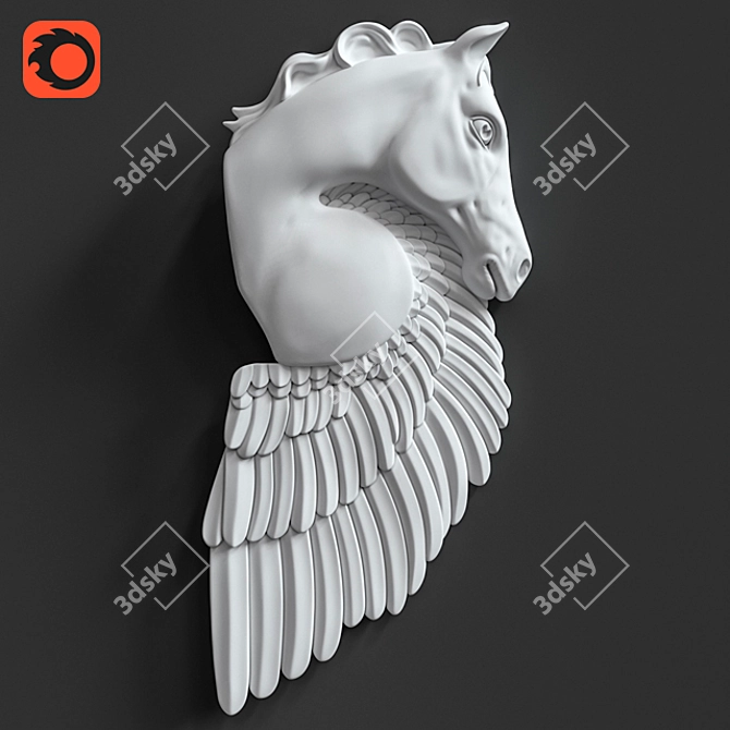 Majestic Pegasus Wall Sculpture 3D model image 1