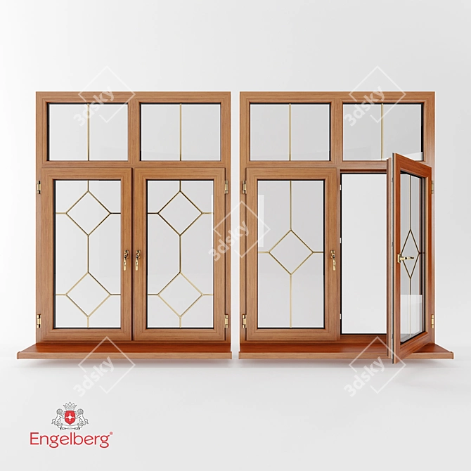 Elegant Muntin Bars Plastic Windows 3D model image 2