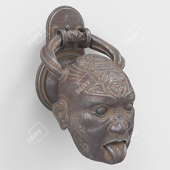 Title: Maori Dead Head Door Knocker 3D model image 1