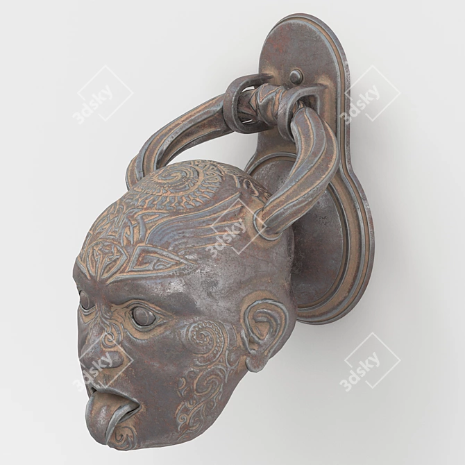 Title: Maori Dead Head Door Knocker 3D model image 2