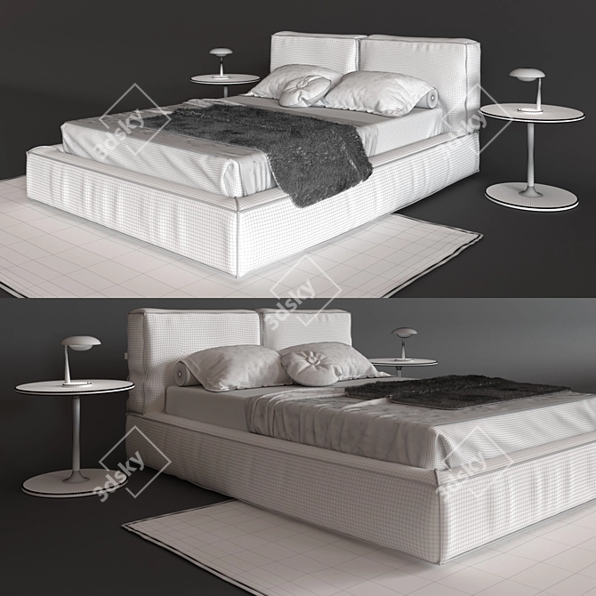 Academy Piuma: Stylish and Elegant Bed 3D model image 3