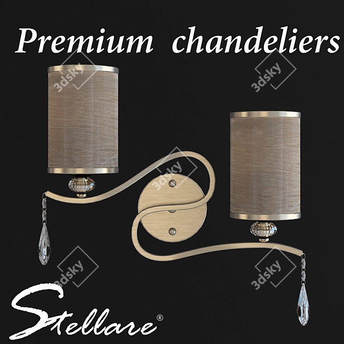 Elegant Champagne Bra with 2 Lamps - Stellare W 2367/2 3D model image 1