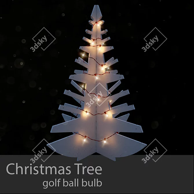 Wooden Christmas Tree - Golf Ball Ornament 3D model image 1