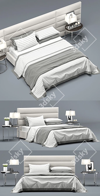 Luxury Custom Channel Fabric Bed 3D model image 3