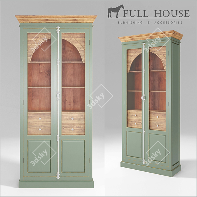 Full House Green Wardrobe - L.102xW.38xH.215cm 3D model image 1