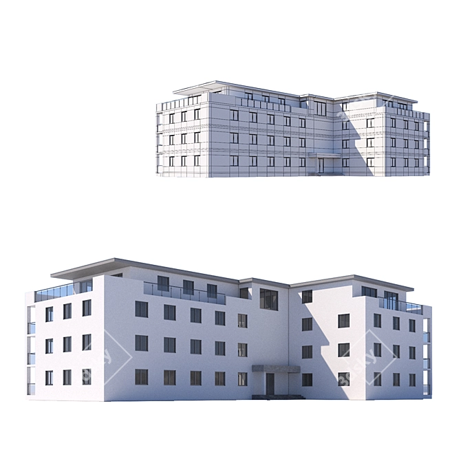 Modern Building Design for VRay 3D model image 2