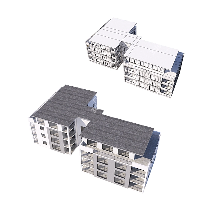 Modern Building Design for VRay 3D model image 3
