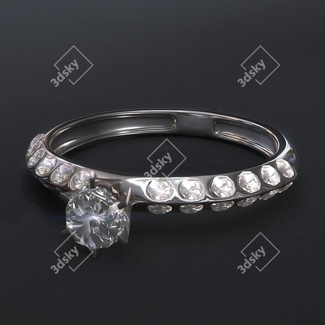 Elegant Gold CZ Ring 3D model image 1