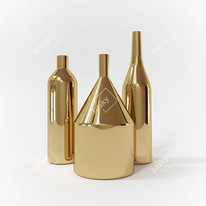 Title: Reflective Brass Vases: Via Fondazza 3D model image 1