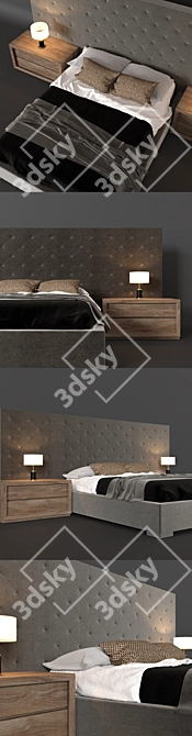 RH Modern Diamond-Tufted Panel Bed 3D model image 2