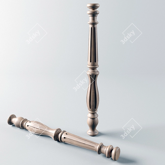 Carved Wooden Baluster 3D model image 1