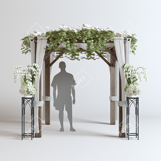 Elegant Beach Wedding Umbrella 3D model image 1