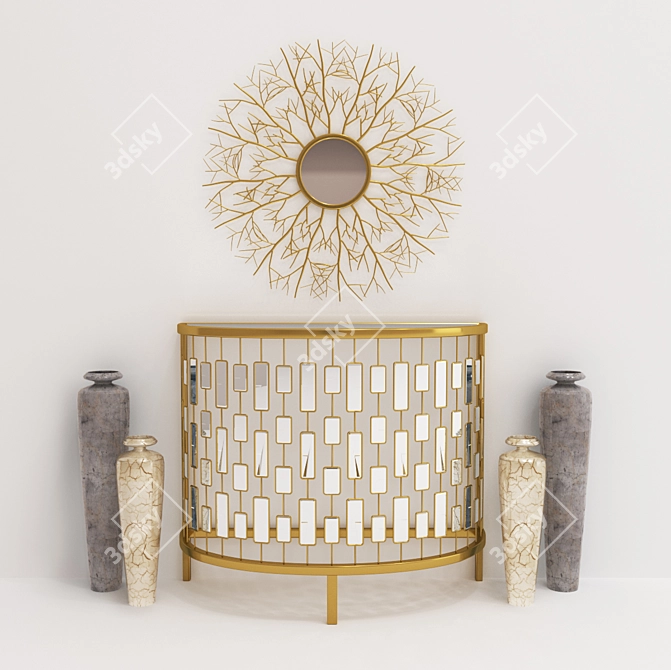 Ethnic Console and Mirror Set 3D model image 1