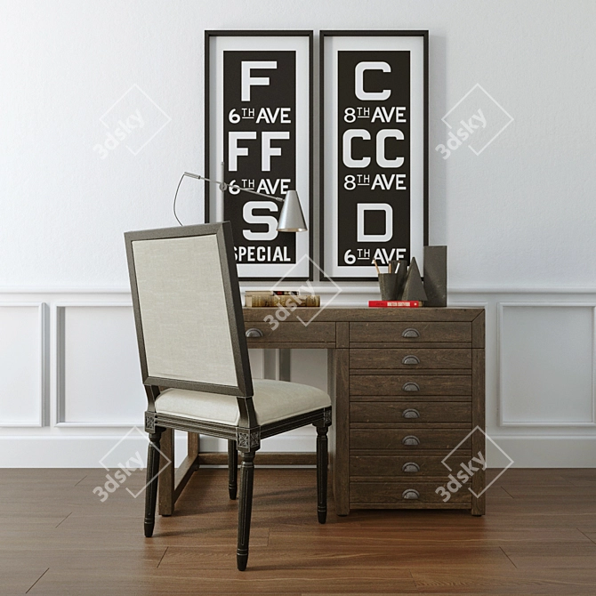 Restoration Hardware Vintage Furniture Set 3D model image 1