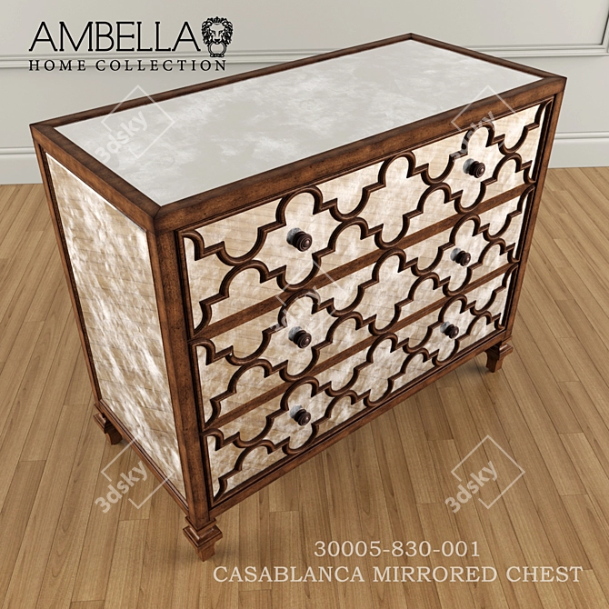 Luxury Mirrored Chest: Ambella Home 3D model image 2