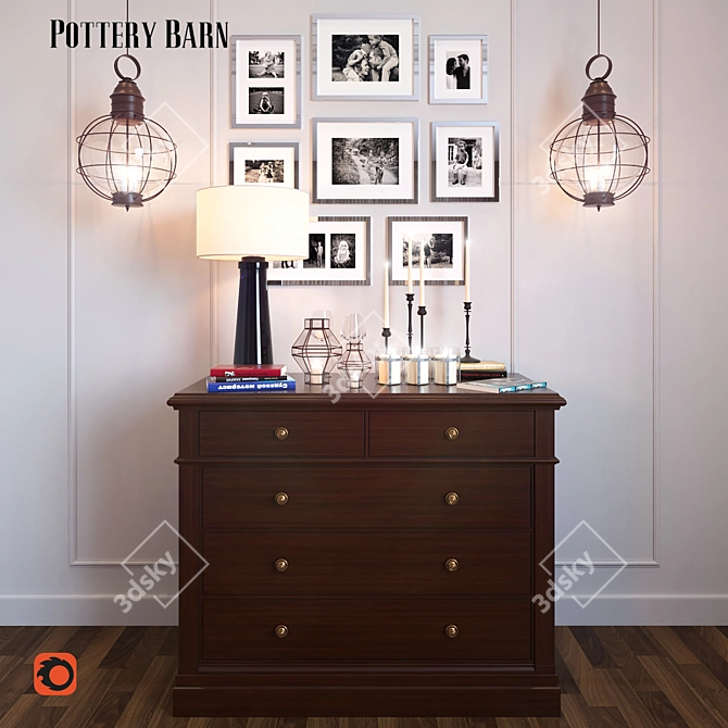 Elegant Decor Set - Pottery Barn 3D model image 1