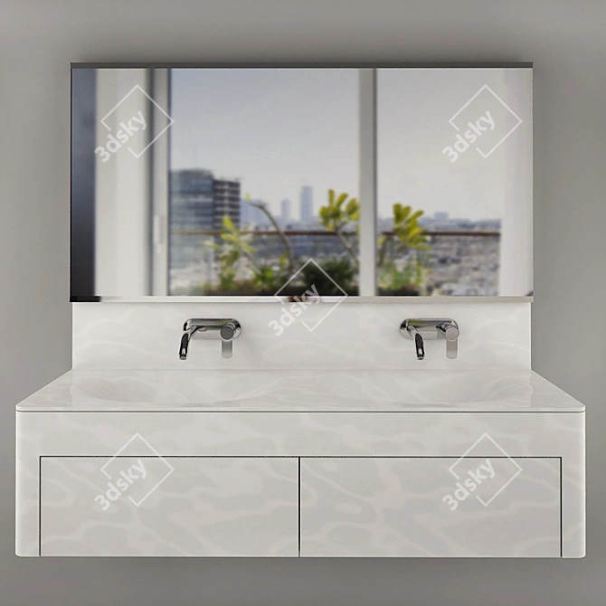 Corian Wash Basin with Pedestal 3D model image 1