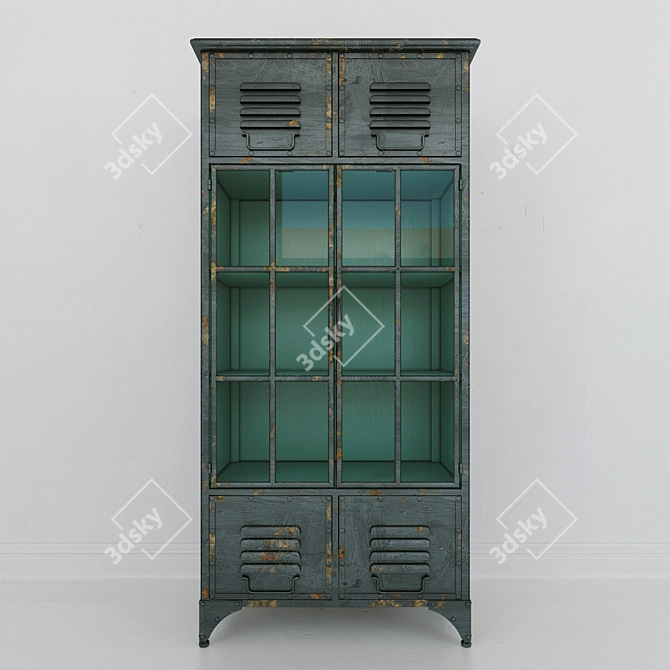 Turquoise Inside: Kiley Metal Locker Cabinet 3D model image 1