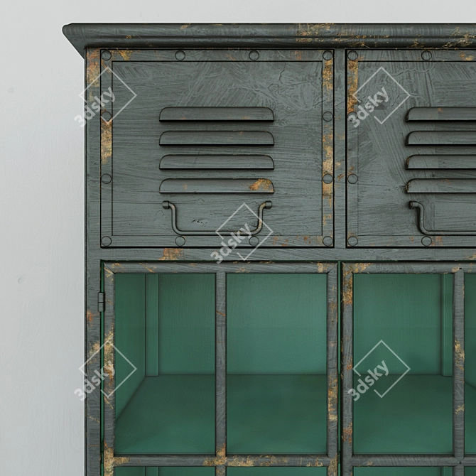 Turquoise Inside: Kiley Metal Locker Cabinet 3D model image 2