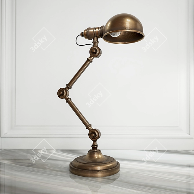 Vintage Brass Steampunk Table Lamp 3D model image 2