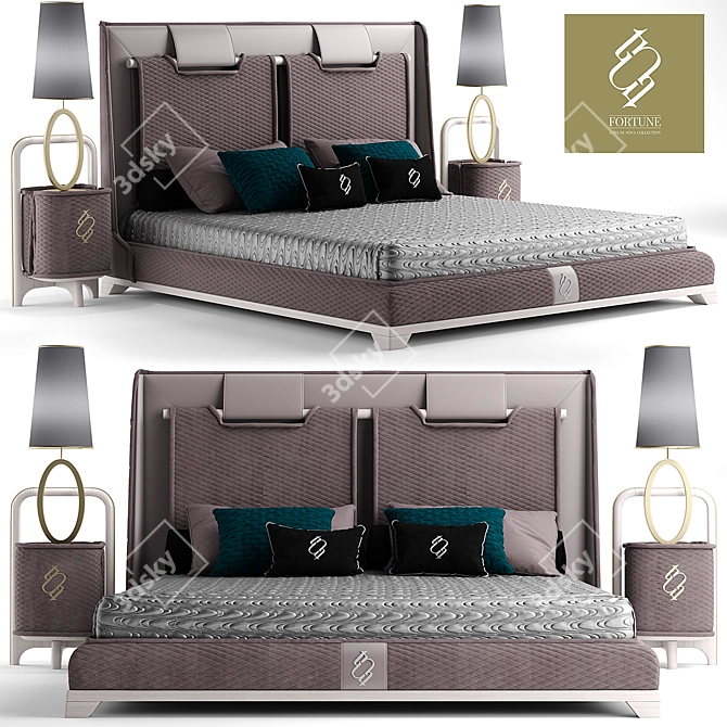 Futuristic Bed with Tecninova Headboard 3D model image 1