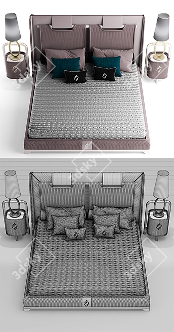 Futuristic Bed with Tecninova Headboard 3D model image 3