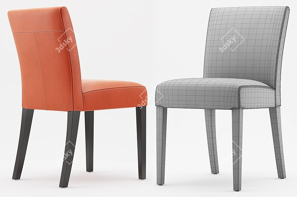 Lowe Persimmon Leather Side Chair: Sleek and Stylish Seating Solution 3D model image 2