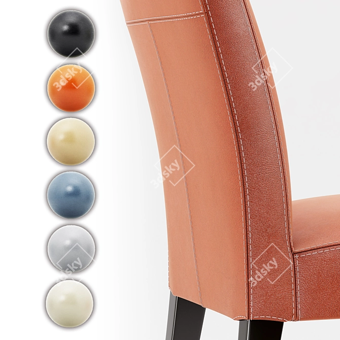 Lowe Persimmon Leather Side Chair: Sleek and Stylish Seating Solution 3D model image 3